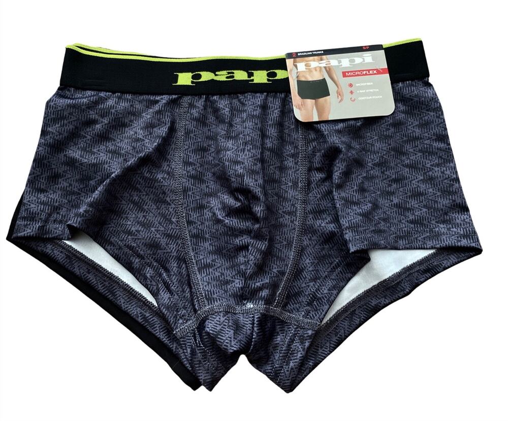 Papi Men's Underwear Nwt UMPA048 2 Pack Gray Graphic Microflex Brazilian Trunk S